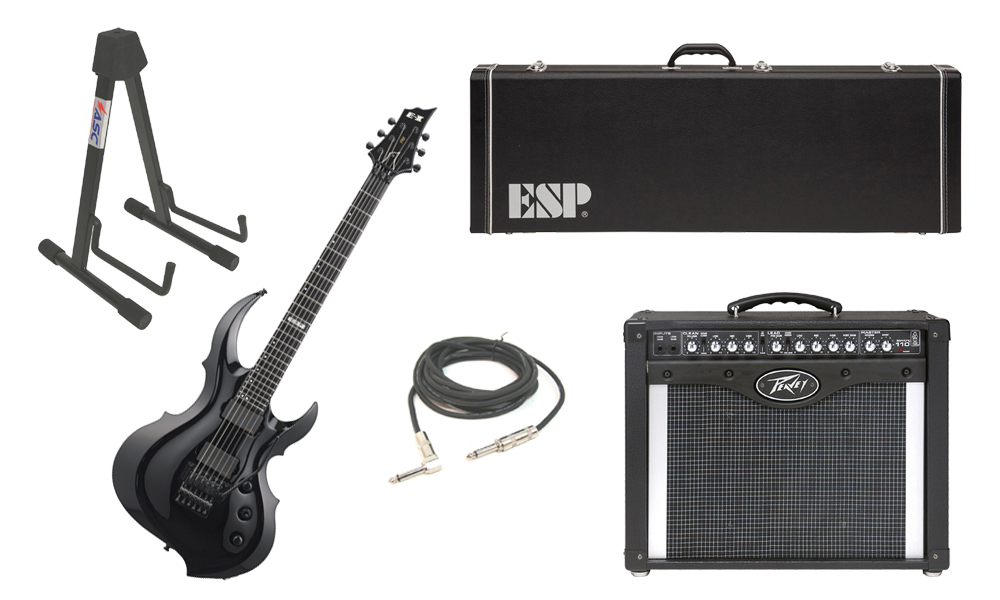 ESP EII FRX Maple Top 6 String Black Electric Guitar with Peavey Envoy