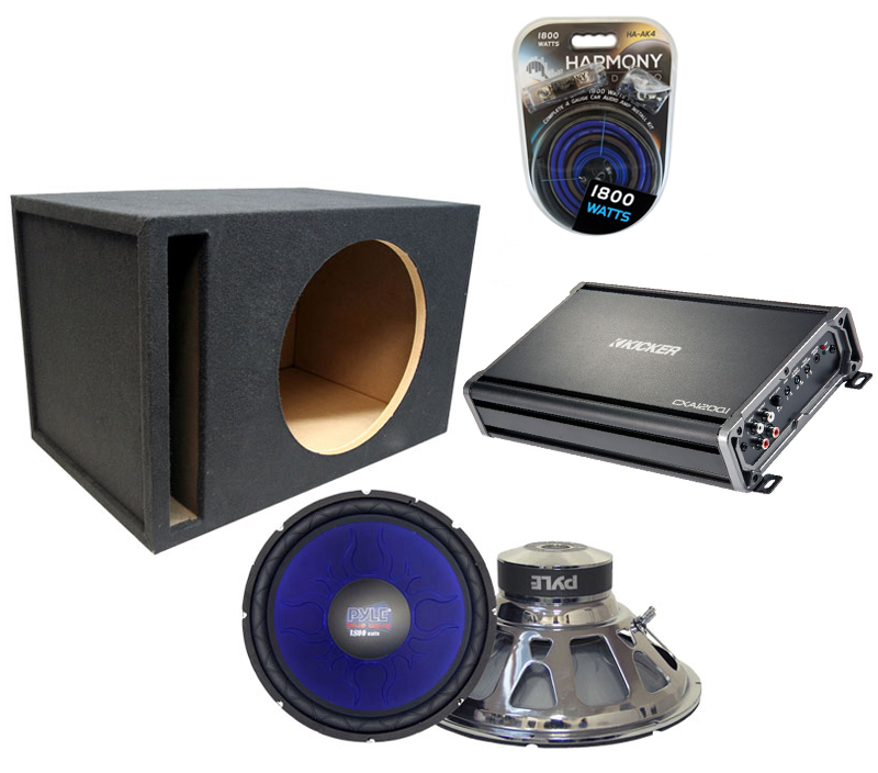 Competition Single 18" 1" MDF Vent Subwoofer Sub Box Re Ma Massive Audio Amp Kit 