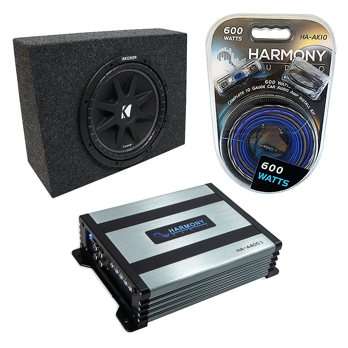 (1) Kicker C10 Subwoofer Single 10" Regular Cab Truck Sub Box Enclosure