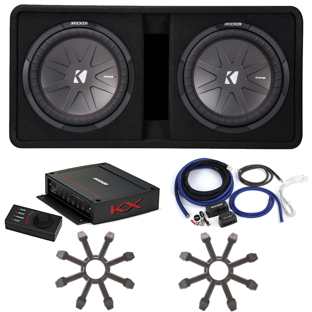 Kicker 43DCWR122 12" CompR Enclosure w/ 44KXA12001 Amp Sub Grills & Amp