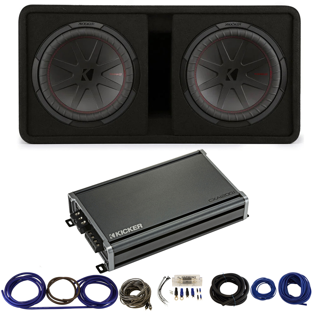 Kicker 48DCWR122 12" CompR Enclosure w/ 46CXA12001 Amplifer & Install Kit