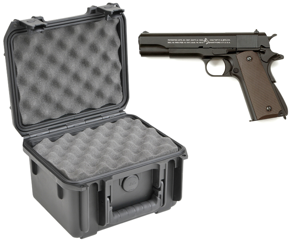 SKB 3I09076BL Waterproof Plastic Gun Case for Colt 1911 SemiAuto
