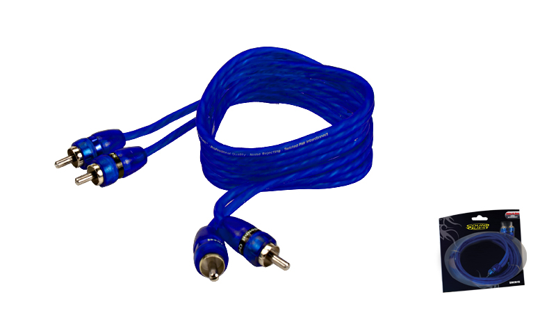 Sound Quest by Stinger SRCB1.5 Blue Twisted - Pair RCA Interconnects 1.5 Feet