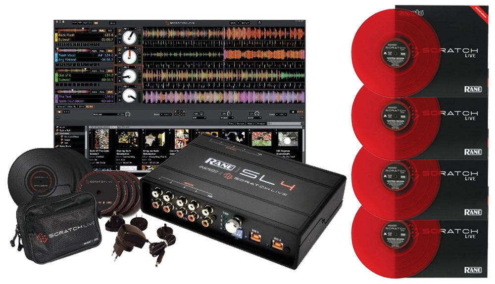 Rane SL 4 Pro Audio DJ Serato Scratch Live Sound Vinyl Emulation Package with 70 Extra (4) Red...