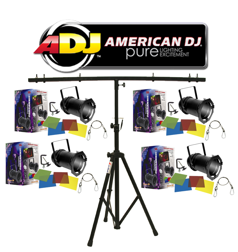 American DJ Lighting (4) 56 BLACK COMBO Par Can Stage Lights with