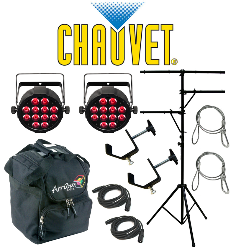 Chauvet DJ (2) Slim Par Quad 12 IRC Multi Color LED Can Stage Light