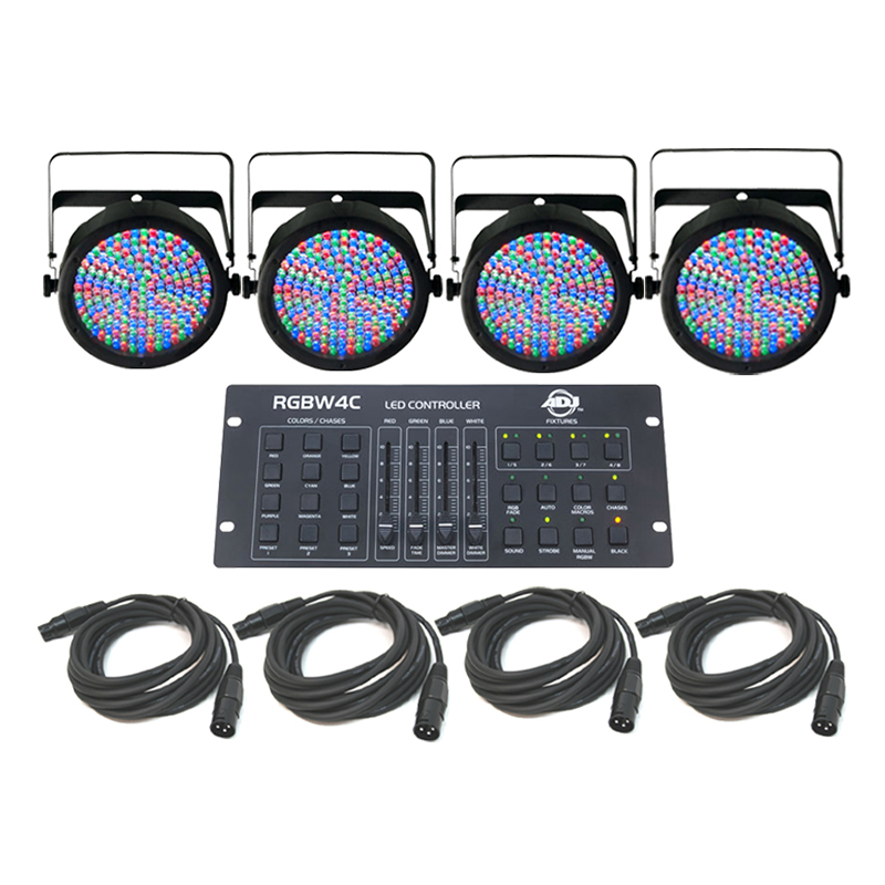 Chauvet Lighting (4) SLIMPAR 64 Stage LED Slim Par Can Light with (4