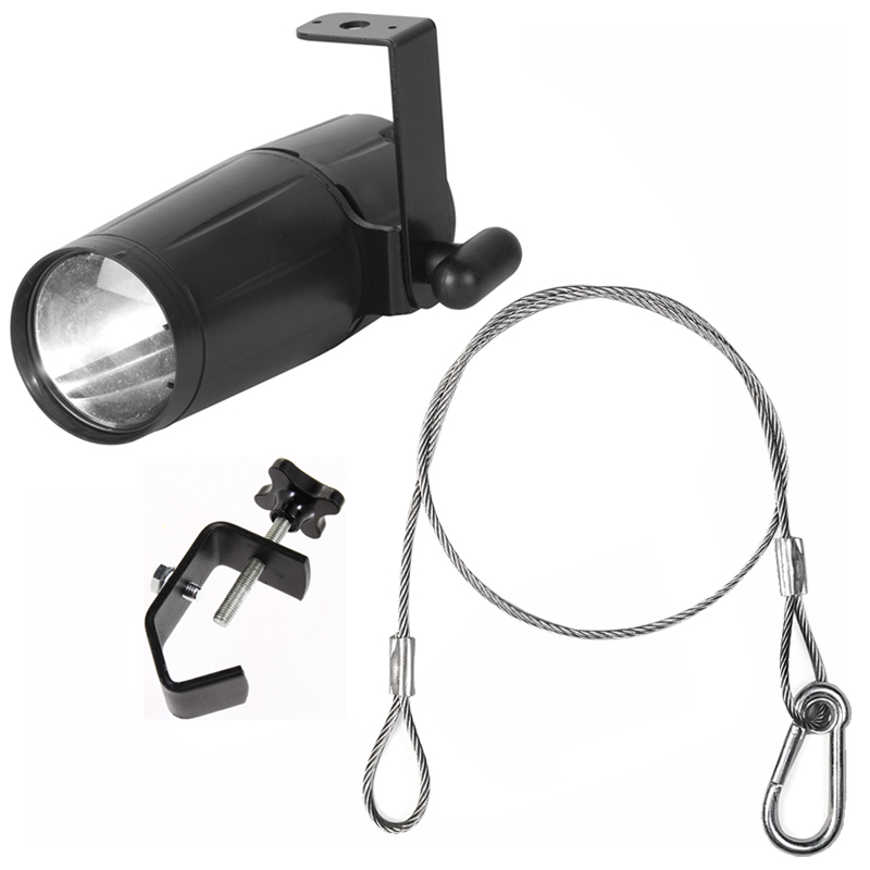 American DJ Pinspot LED II Light Fixture Package with Truss Clamp & Safety Cable