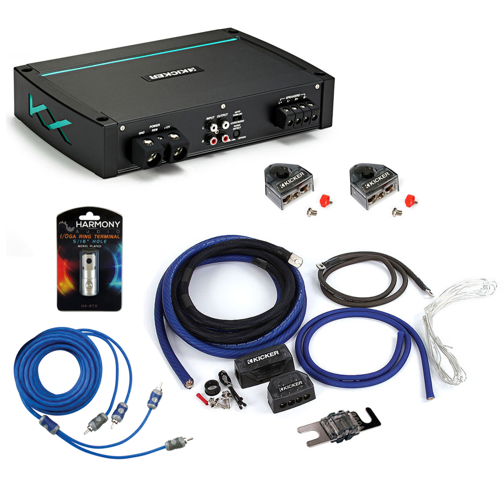 Kicker 44KXMA12002 Marine Audio 2 Channel Amp KXMA1200.2 & 1/0 GA