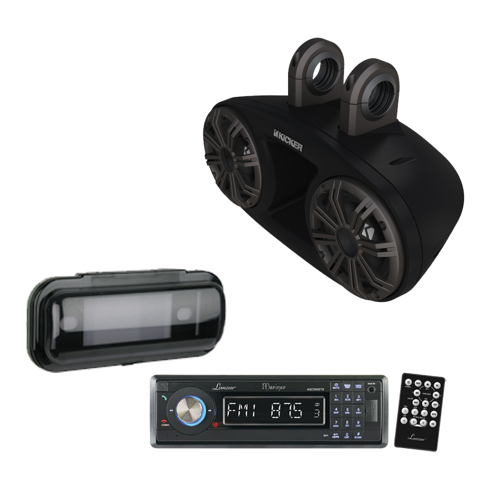 Kicker KMT674 6.75" Marine FullRange Tower Speakers w/ Receiver & Radio Cover PPACKAGE125