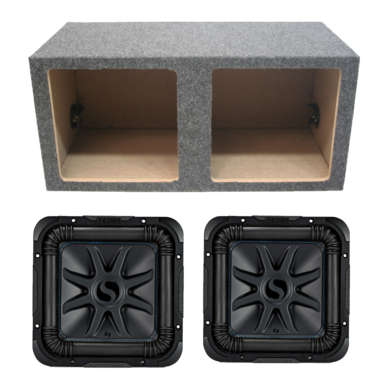 Kicker 44L7S124 Solo-Baric 12 Square L7 Dual Sub ASC 212SQV Sub Box  Enclosure