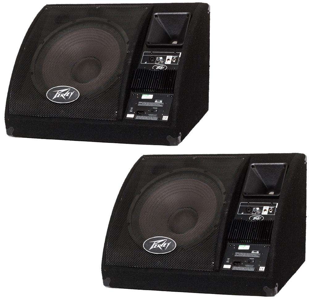 Peavey (2) PV15PM Pro Audio 2Way 15" Powered Floor Stage Monitor 200