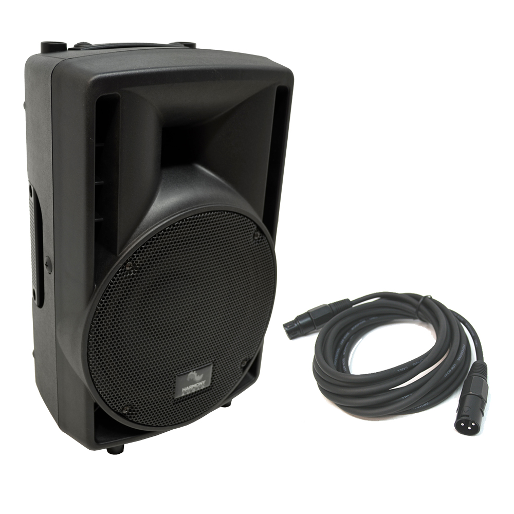 Harmony Audio HA-C8A Pro DJ 8" Powered 300W Active PA Speaker & 15FT XLR Cable