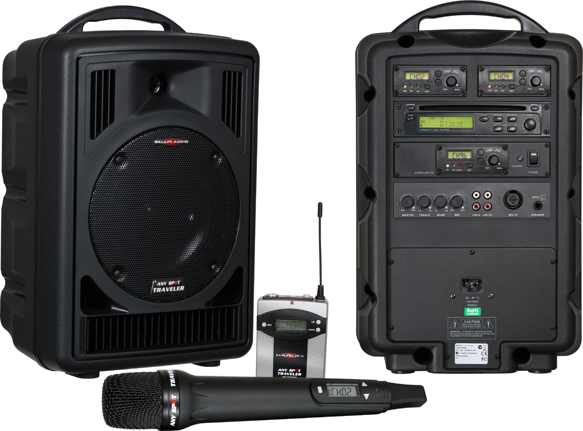 portable pa system with 2 wireless microphones