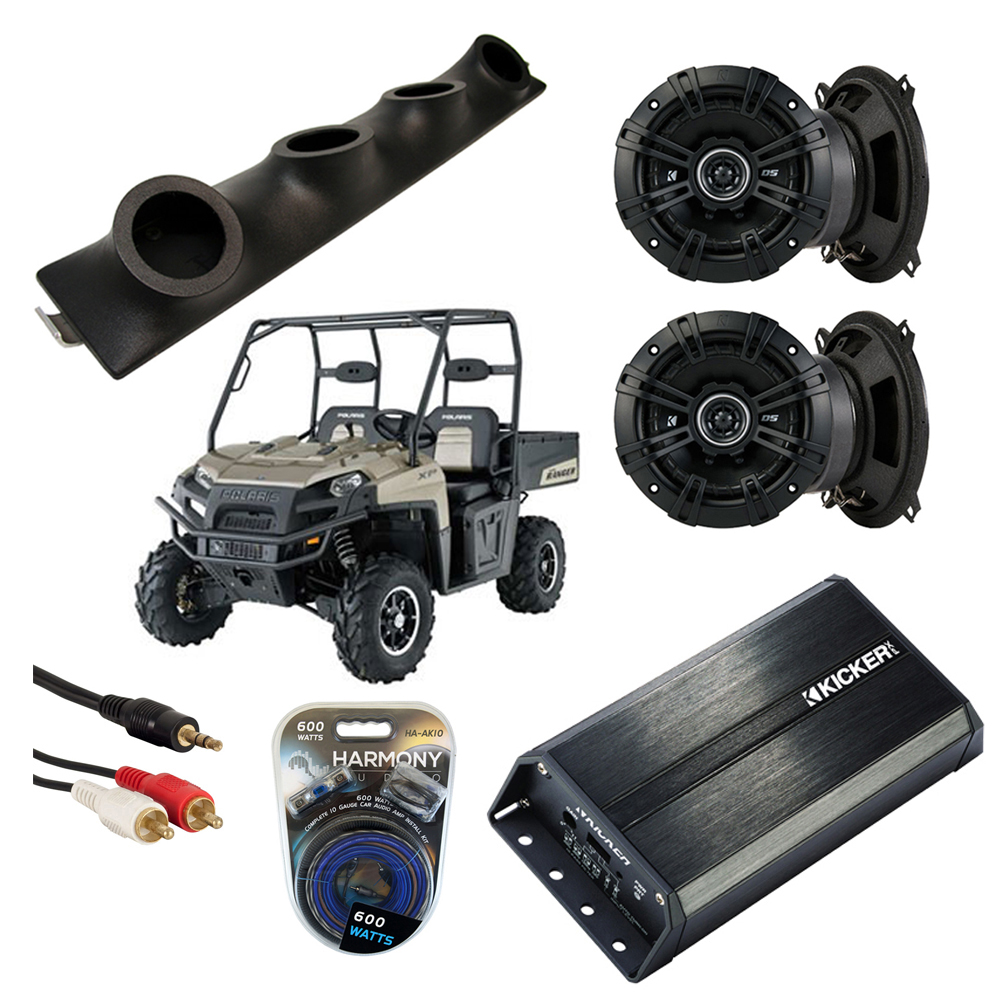 Polaris Ranger Powered Kicker DSC50 & PXA300.4 Amp Quad (4) 5 1/4
