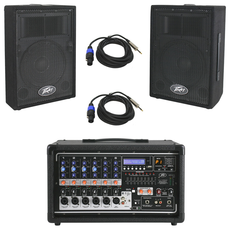 Peavey PVI 6500 Pro Audio 6 Channel Powered 400 Watt Mixer with (2) 1/4