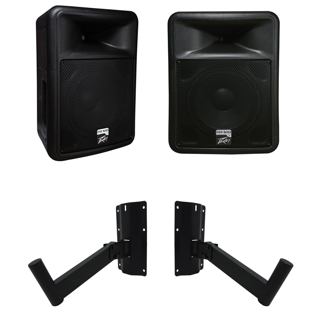 Peavey PR 12D Powered PA Speakers (2) with Speaker Wall Mounts eBay