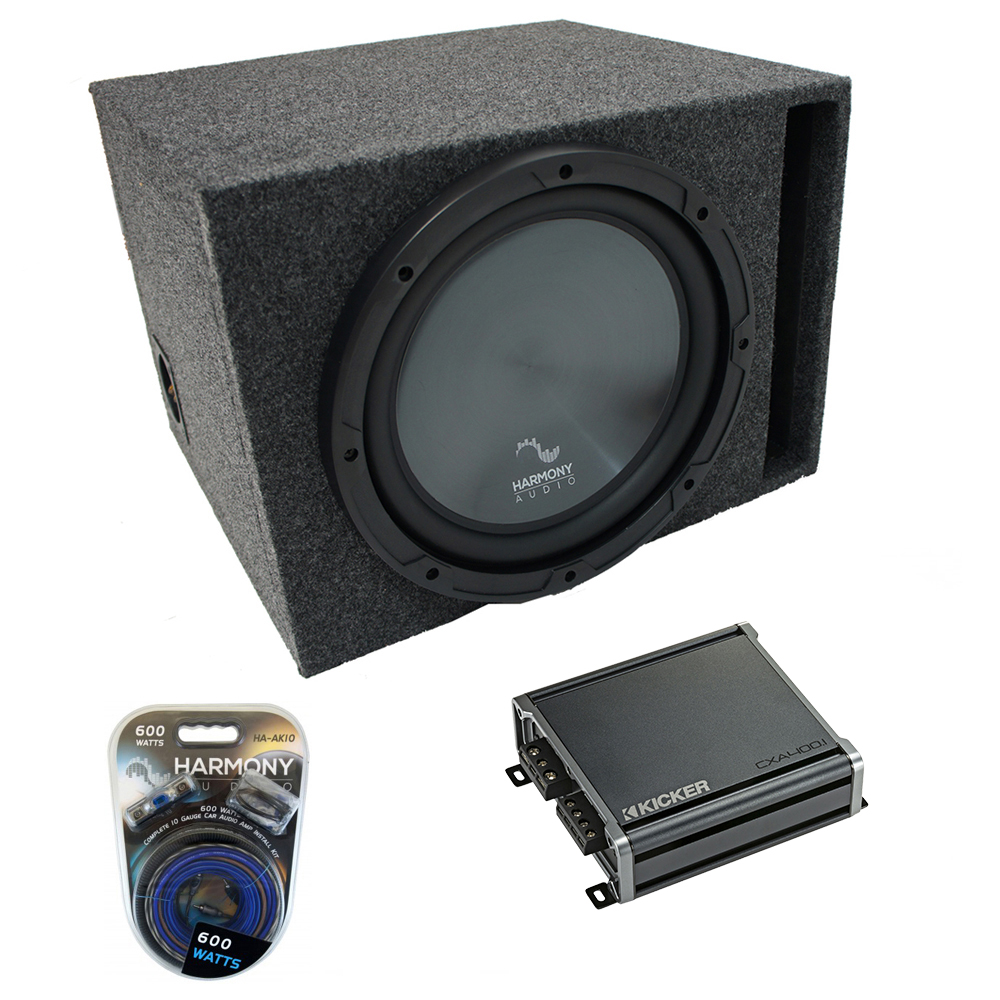 Universal Car Stereo Vented Port Single 12" Harmony Audio R124 Sub Box & CXA400.1