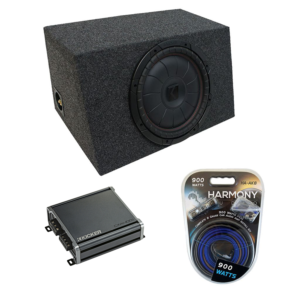 Universal Car Stereo Hatchback Sealed Single 12" Kicker CompVT CVT12 Sub Box Enclosure & CXA400.1...