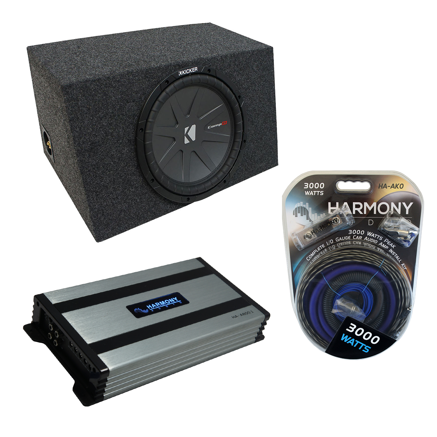 Universal Car Stereo Hatchback Sealed Single 12" Kicker CompR CWR12 Sub Box Enclosure & Harmony