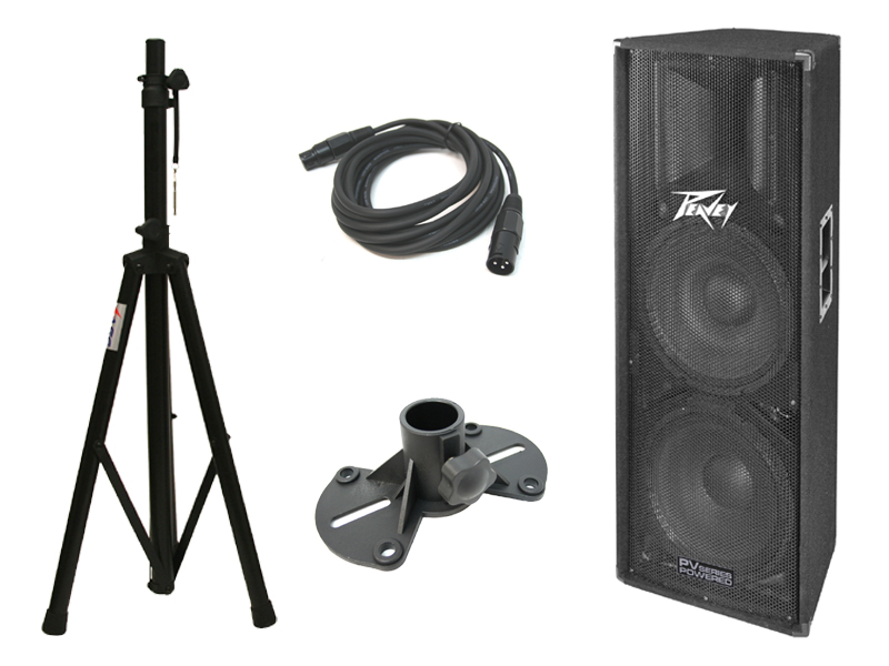 Peavey PV215D Pro Audio DJ Powered 800 Watt Dual 15" PA Speaker with