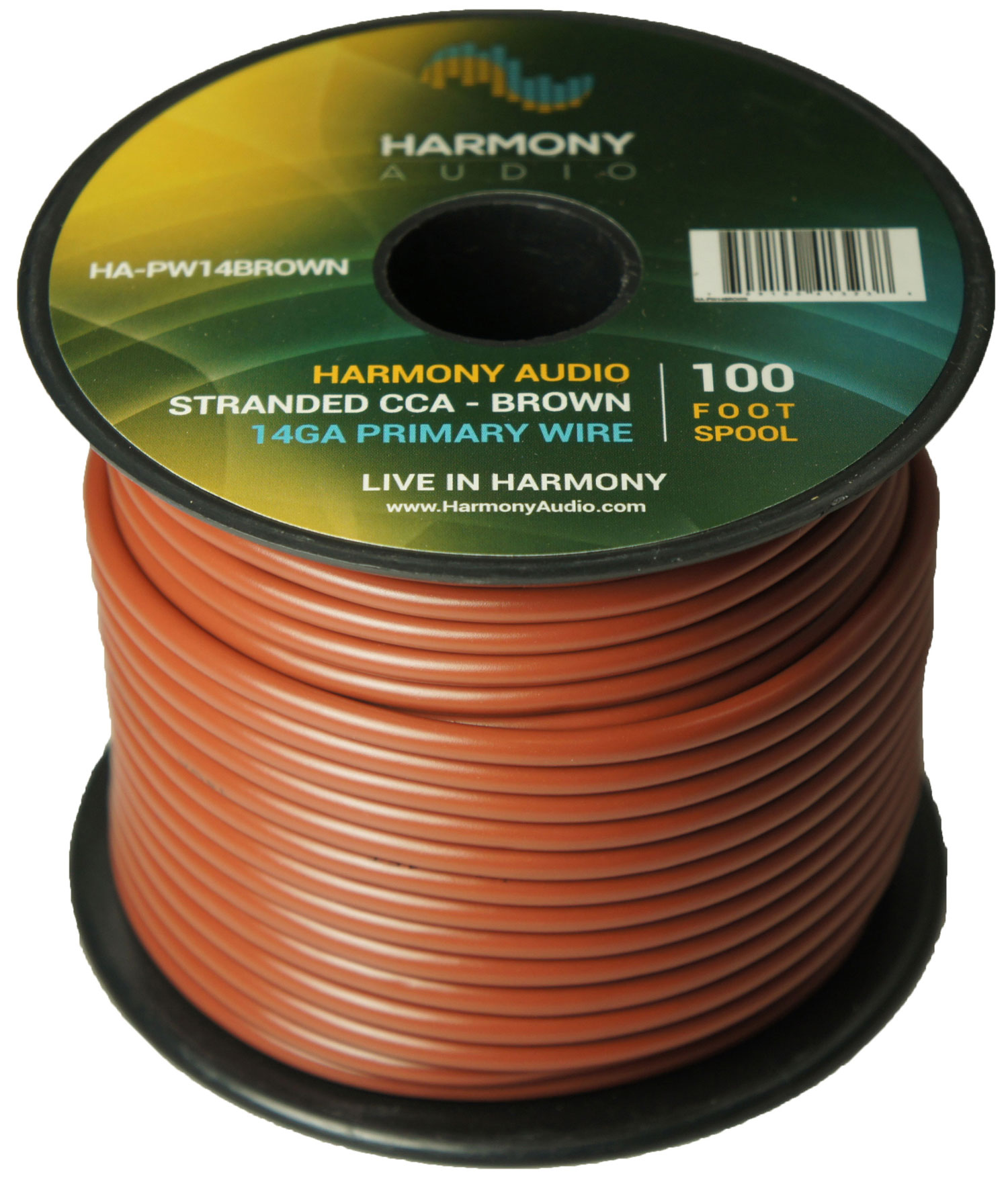 Harmony Audio HA-PW14BROWN Primary Single Conductor 14 Gauge Brown Power or Ground Wire Roll 100 Feet Cable for Car Audio / Trailer / Model Train / Remote