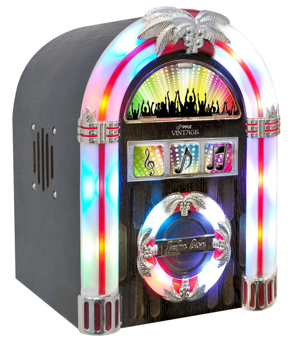 Pyle Home PJUB15 Fm Radio AutoScan Retro Tabletop Jukebox w/ USB MP3
