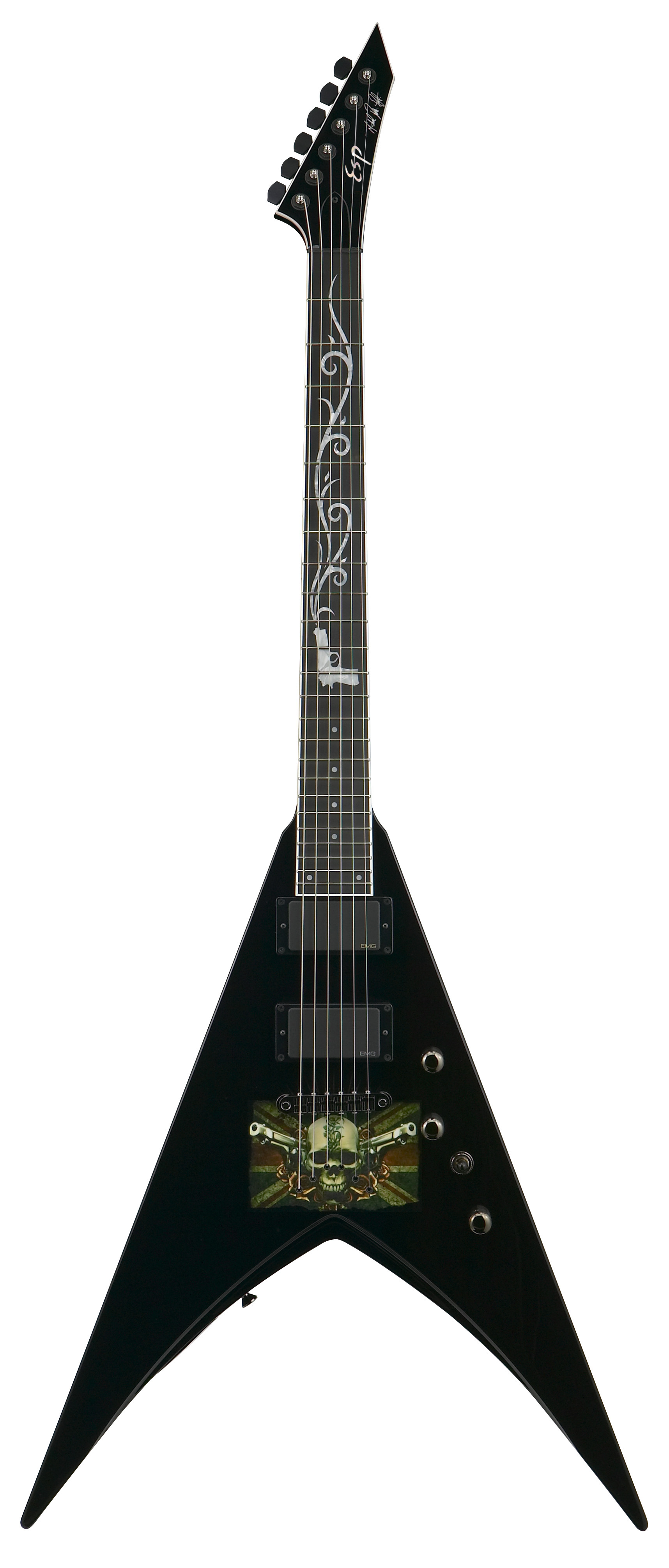 ESP Michael Paget V Signature Series Electric Guitar Black Finish w/ Graphic Mahogany w/ Neck