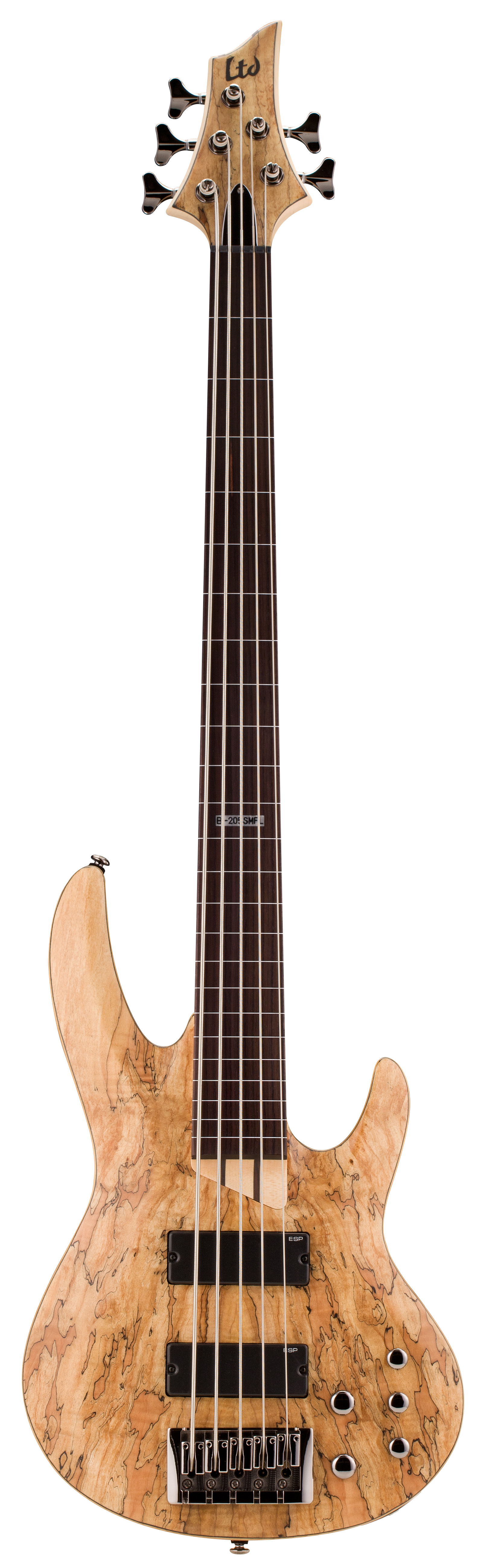 ESP LTD B Series B205SM Spalted Maple Top 5 String Fretless Rosewood
