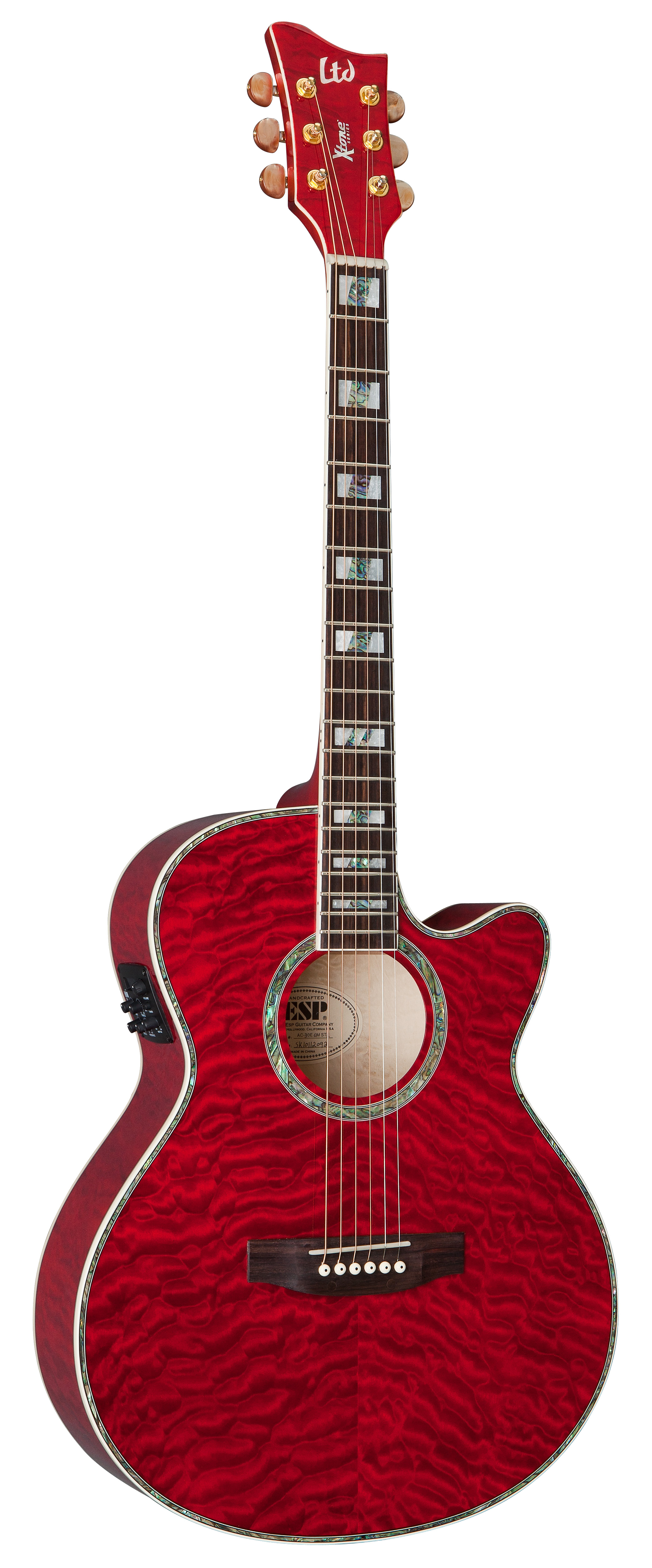 ESP LTD AC30EQM Xtone Quilted Maple Top Acoustic Guitar See Thru Red