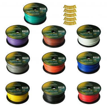 Harmony Audio Primary Single Conductor 12 Gauge Power or Ground Wire - 10 Rolls - 1000 Feet - Color Mix for Car Audio / Trailer / Model Train / Remote