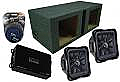 Kicker Car Audio (2) 08 S10L7 Solobaric Dual 2 Ohm 2400 Watt Square Loaded Dual 10" Vented Subwoofer Box, Boss IMP2000M Mono 2000 Watt Amplifier & 1/0 Gauge Wire Amp Kit